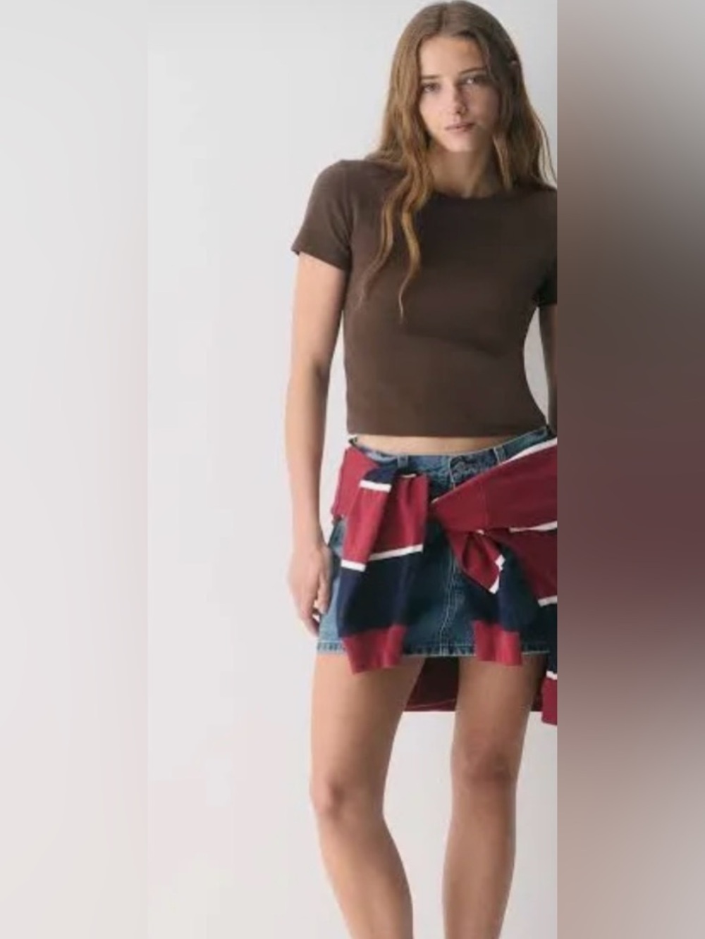 NWT Mono B Jersey Micro-Ribbed Baby Tee in Coffee Bean Sz M